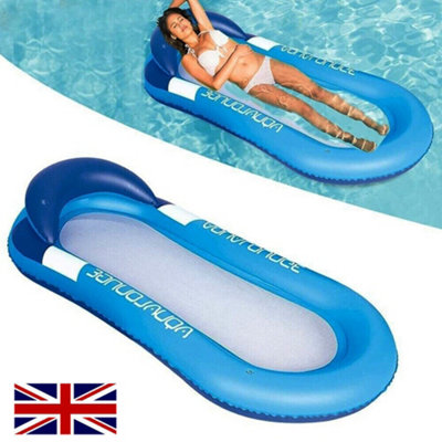 Inflatable Blue Lilo Lounger Chair Floating Row Beach Swimming Pool and ...
