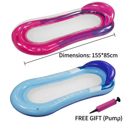 Inflatable Blue Lilo Lounger Chair Floating Row Beach Swimming Pool and ...
