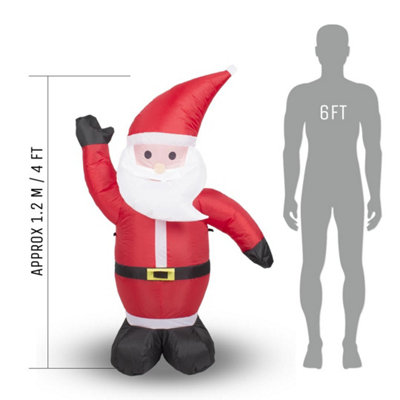 Inflatable Christmas Decoration - Waving Santa - 1.2m (4ft) | DIY at B&Q