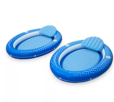 Inflatable Comfort Plush Cove Lounger Pool Floats 2 Pack