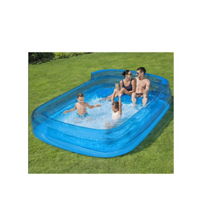 Inflatable Family Lounge Pool with Built-in Bench Seat, Headrests & Cup ...