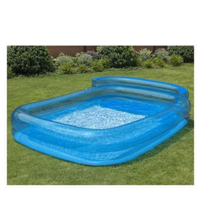 Inflatable Family Lounge Pool with Built-in Bench Seat, Headrests & Cup ...
