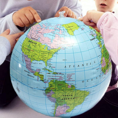 INFLATABLE GLOBE 30CM WORLD MAP EARTH BEACH BALL GEOGRAPHY BLOW UP TOY