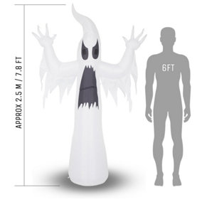 Inflatable Halloween Decoration - Spooky Ghost with LED Lights - 2.4m (7ft 11)