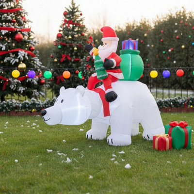 Inflatable Outdoor Decorations of Santa Claus and Polar Bear with LED ...