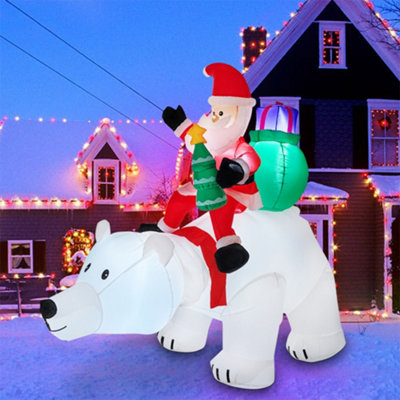 Inflatable Outdoor Decorations of Santa Claus and Polar Bear with LED ...