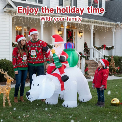 Inflatable Outdoor Decorations of Santa Claus and Polar Bear with LED ...