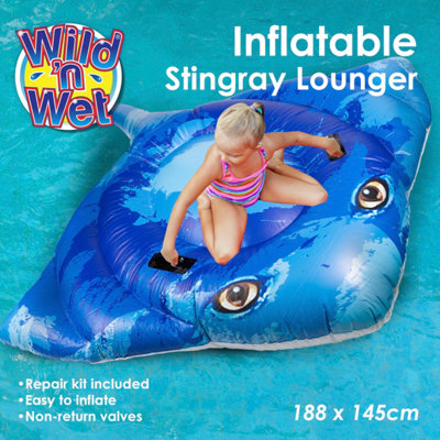 Inflatable Pool Float Stingray Lounger With Handles Novelty