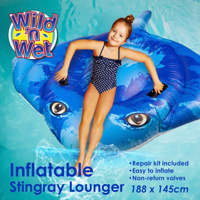 Inflatable Pool Float Stingray Lounger With Handles Novelty