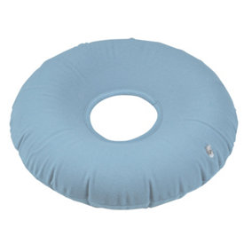 Inflatable Pressure Relief Ring Cushion - Blue Soft Fitted Cover - 400mm Dia