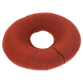 Inflatable Pressure Relief Ring Cushion - Maroon Soft Fitted Cover - 400mm Dia