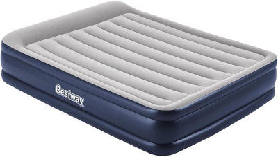 Inflatable Queen Airbed, Bestway Tritech w/ Air Pump & Carrying Bag 203x152x46cm
