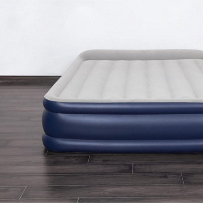 Inflatable Queen Airbed, Bestway Tritech w/ Air Pump & Carrying Bag 203x152x46cm