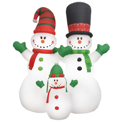 Inflatable Snowman Family with LEDs 240 cm