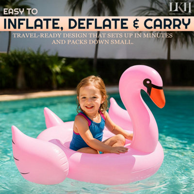 Inflatable Swan Giant Pool Float for Kids Pink Luxury Pool Inflatable ...