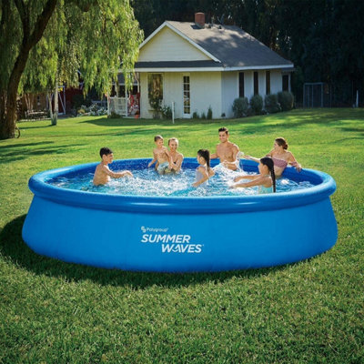 Inflatable Swimming Pool Round, Summer Waves Quick Set, Blue 4.57m x 84cm