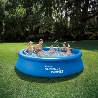 Inflatable Swimming Pool Round, Summer Waves Quick Set, Blue 4.57m x 84cm