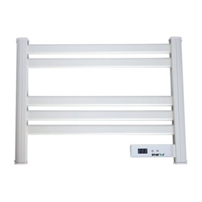 Infrared Heated Towel Rail LC Screen with BS plug 1.2 m for Bathroom IP24 White DIY at B Q