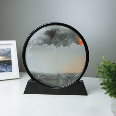 InGenious Round Shaped Sand Art Desk Accessory with Black Frame