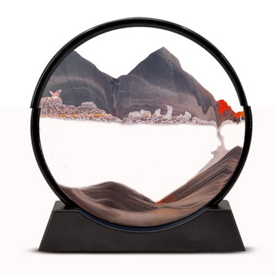 InGenious Round Shaped Sand Art Desk Accessory with Black Frame