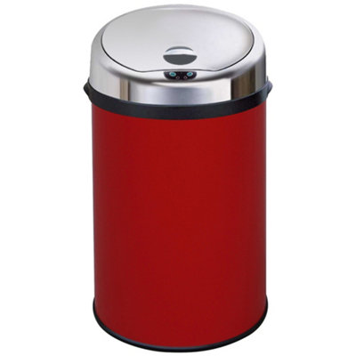 Inmotion 30L Red Stainless Steel Auto Sensor Kitchen Waste Dust Bin