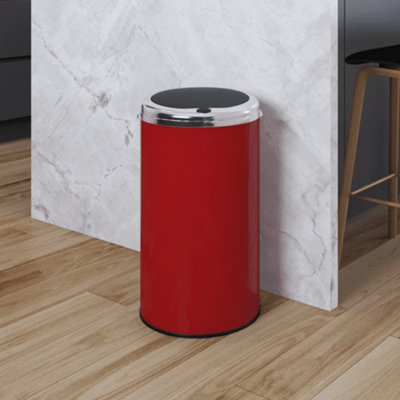 Inmotion 30L Red Stainless Steel Kitchen Waste Dust Bin