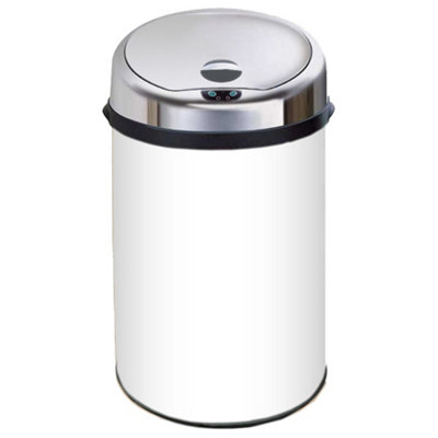 Inmotion 30L White Stainless Steel Auto Sensor Kitchen Waste Dust Bin