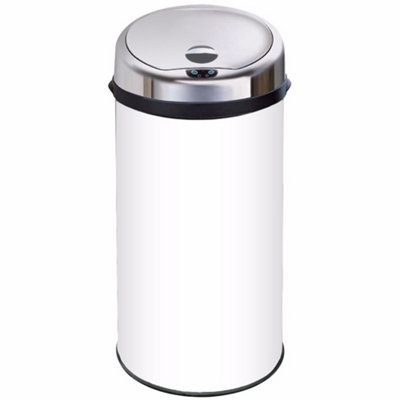 Inmotion 42L White Stainless Steel Auto Sensor Kitchen Waste Dust Bin