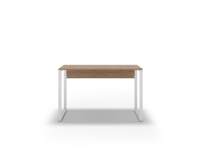 Inna Modern Work Table Oak with Sturdy White Metal Legs