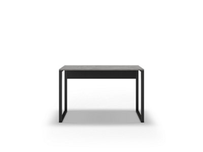 Inna Modern Work Table Retro Grey, Black with Sturdy Black Metal Legs Particle Board Industrial Desk Width 110cm