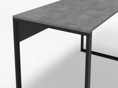 Inna Modern Work Table Retro Grey, Black with Sturdy Black Metal Legs Particle Board Industrial Desk Width 110cm