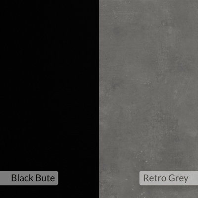 Inna Modern Work Table Retro Grey, Black with Sturdy Black Metal Legs Particle Board Industrial Desk Width 110cm