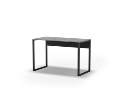 Inna Modern Work Table Retro Grey, Black with Sturdy Black Metal Legs Particle Board Industrial Desk Width 110cm