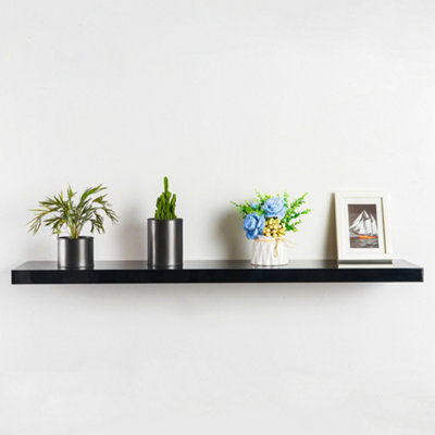 Innoteck 110CM High Gloss Black Floating Wall Shelf