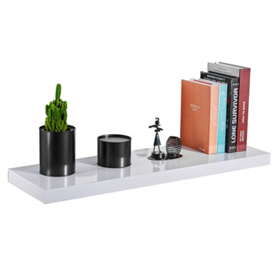 Innoteck 110CM High Gloss White Floating Wall Shelf 110CM