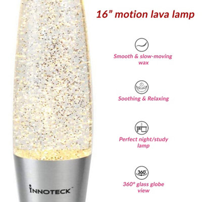 Innoteck 16" Soothing Motion Glitter Lamp - Silver Glitter, Clear Liquid