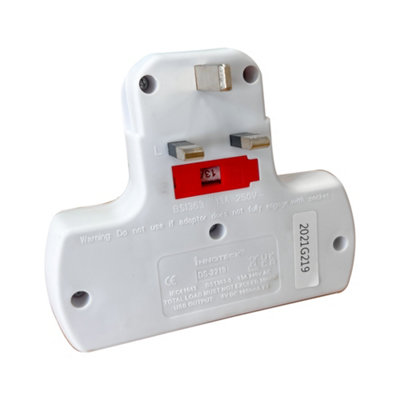 Innoteck 2Way Multi plug adaptor 13A UK mains socket outlets with  5V 2.0A Max Dual USB charging ports