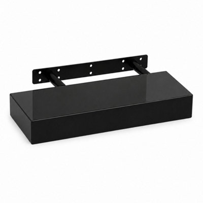 Innoteck 30CM High Gloss Black Floating Wall Shelf at B&amp;Q