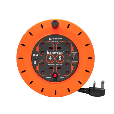 Innoteck 4 Socket 5M Cable Reel 13A with Thermal Cut Out