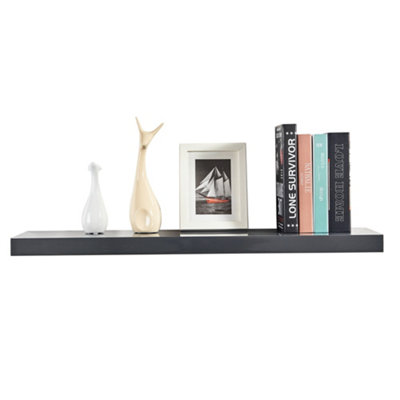 Innoteck 60CM High Gloss Black Floating Wall Shelf