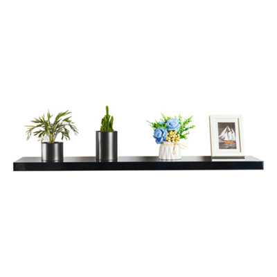 Innoteck 80CM High Gloss Black Floating Wall Shelf 80CM