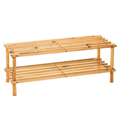 Innoteck Essentials 2-Tier Wooden Shoe Rack - Natural