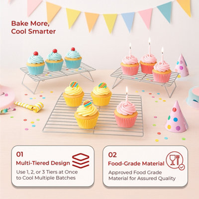 Innoteck Essentials 3-Tier Stackable, Foldable Cake Cooling Rack