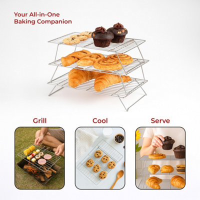 Innoteck Essentials 3-Tier Stackable, Foldable Cake Cooling Rack