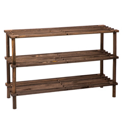 Innoteck Essentials 3-Tier Wooden Shoe Rack - Dark Oak
