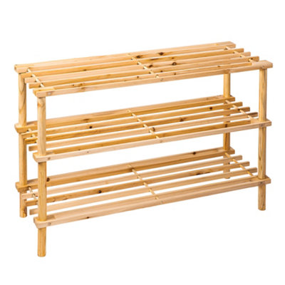Innoteck Essentials 3-Tier Wooden Shoe Rack - Natural