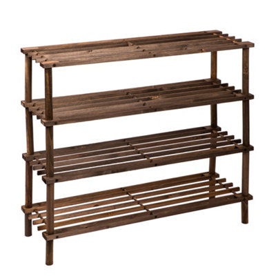 Innoteck Essentials 4-Tier Wooden Shoe Rack - Dark Oak