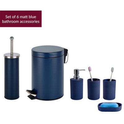 Blue toilet brush and bin discount