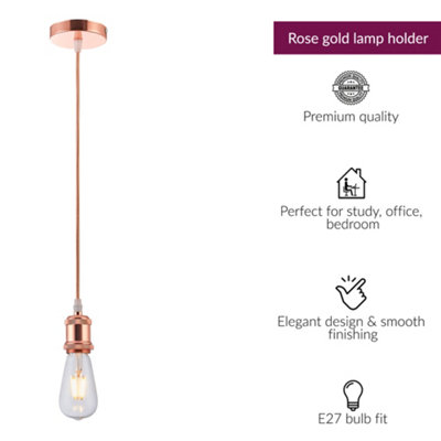 Innoteck Essentials Ceiling E27 Lamp Holder Light Fitting - Rose Gold