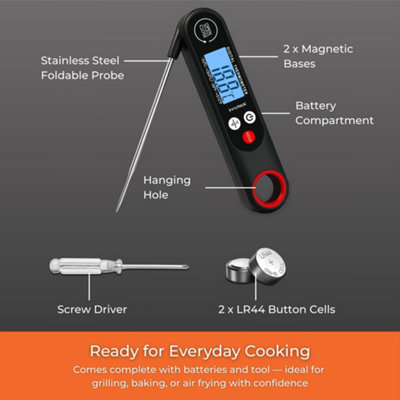 Innoteck Essentials Digital Meat Thermometer with Instant Read Folding Probe in Celsius/Fahrenheit
